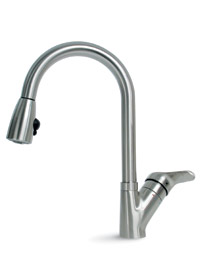 Ergo Pull Down Kitchen Faucet with Lever Handle and Matching Sprayhead